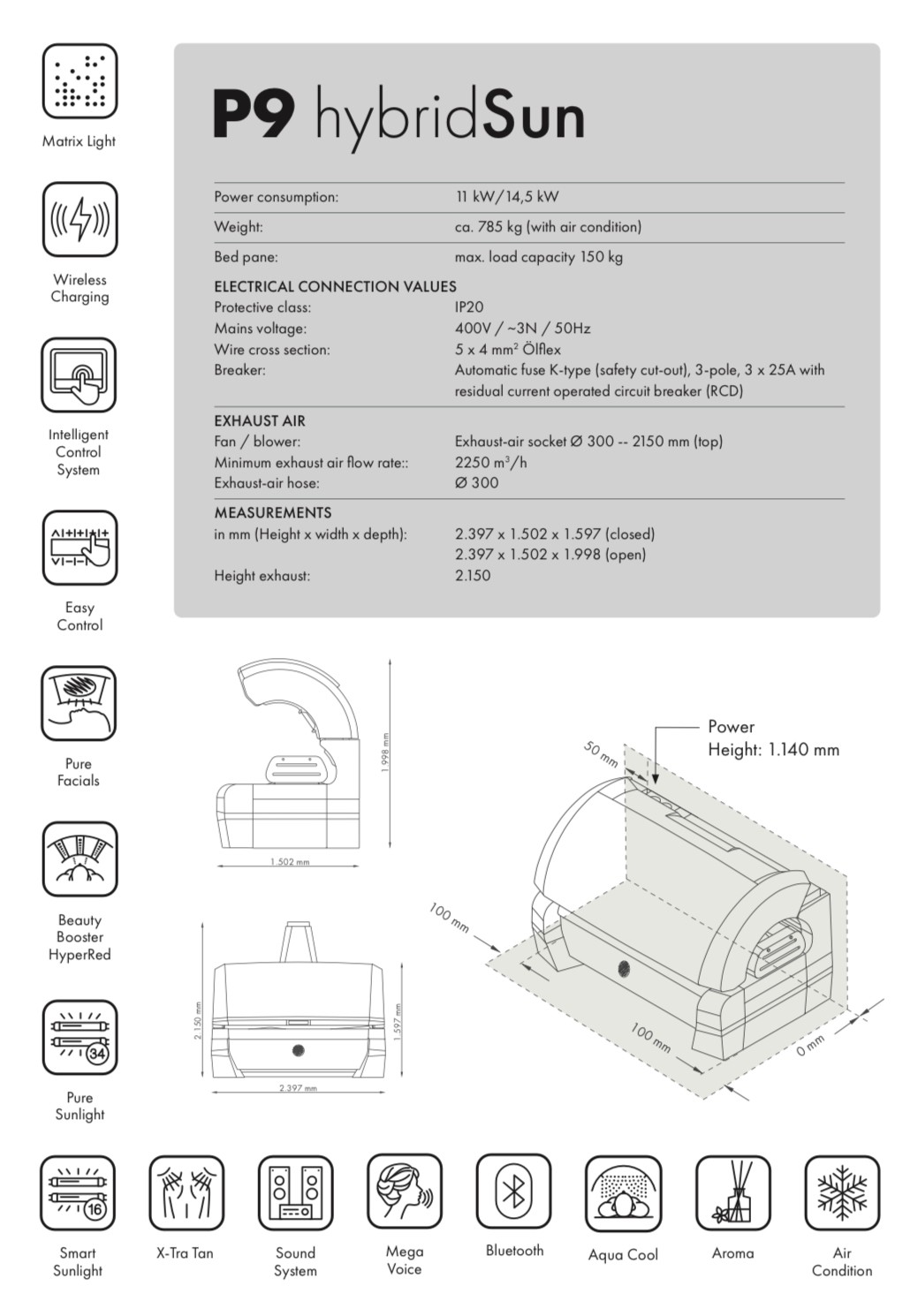specification of a P9 hybridSun