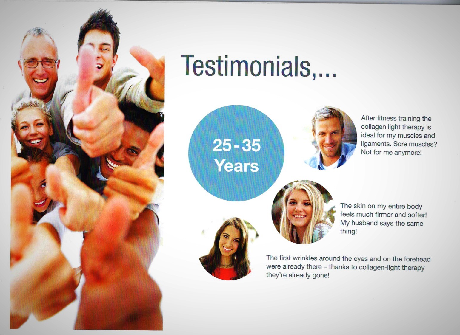 The effect of a collagen light therapy is visible and long-lasting. because light wave affect the deepest layers of the skin, conditioning its elasticity and good condition, and not as in the case of creams - which they only work on the outer layers of our skin.